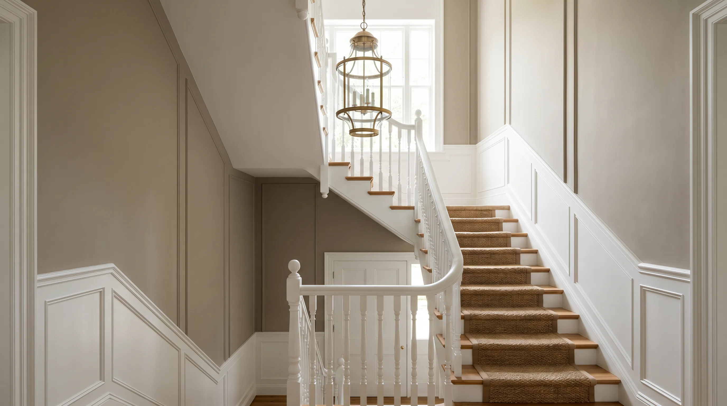 Multi-level townhouse interior with freshly painted stairwell in Centreville, VA