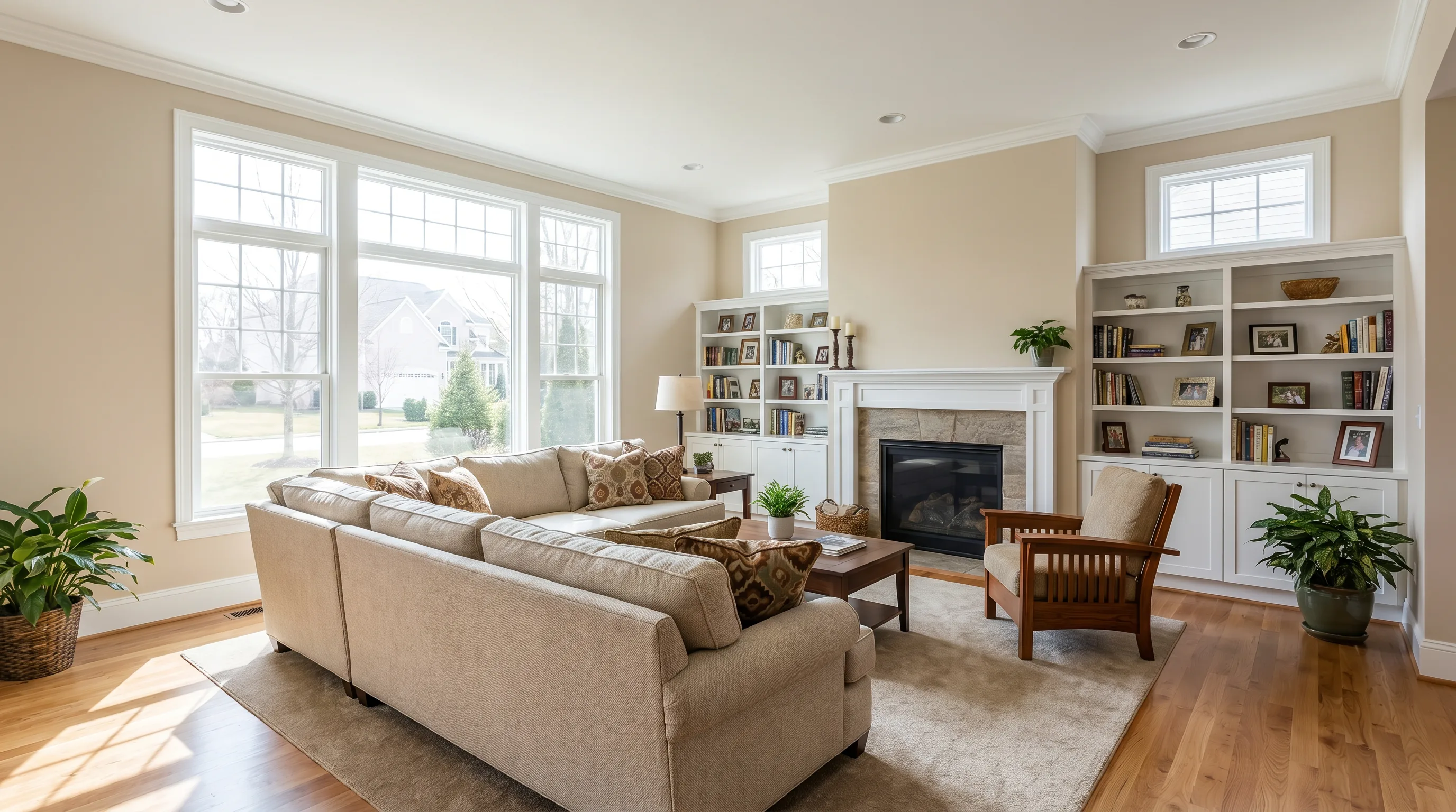 Spacious family home living room freshly painted in Germantown, MD