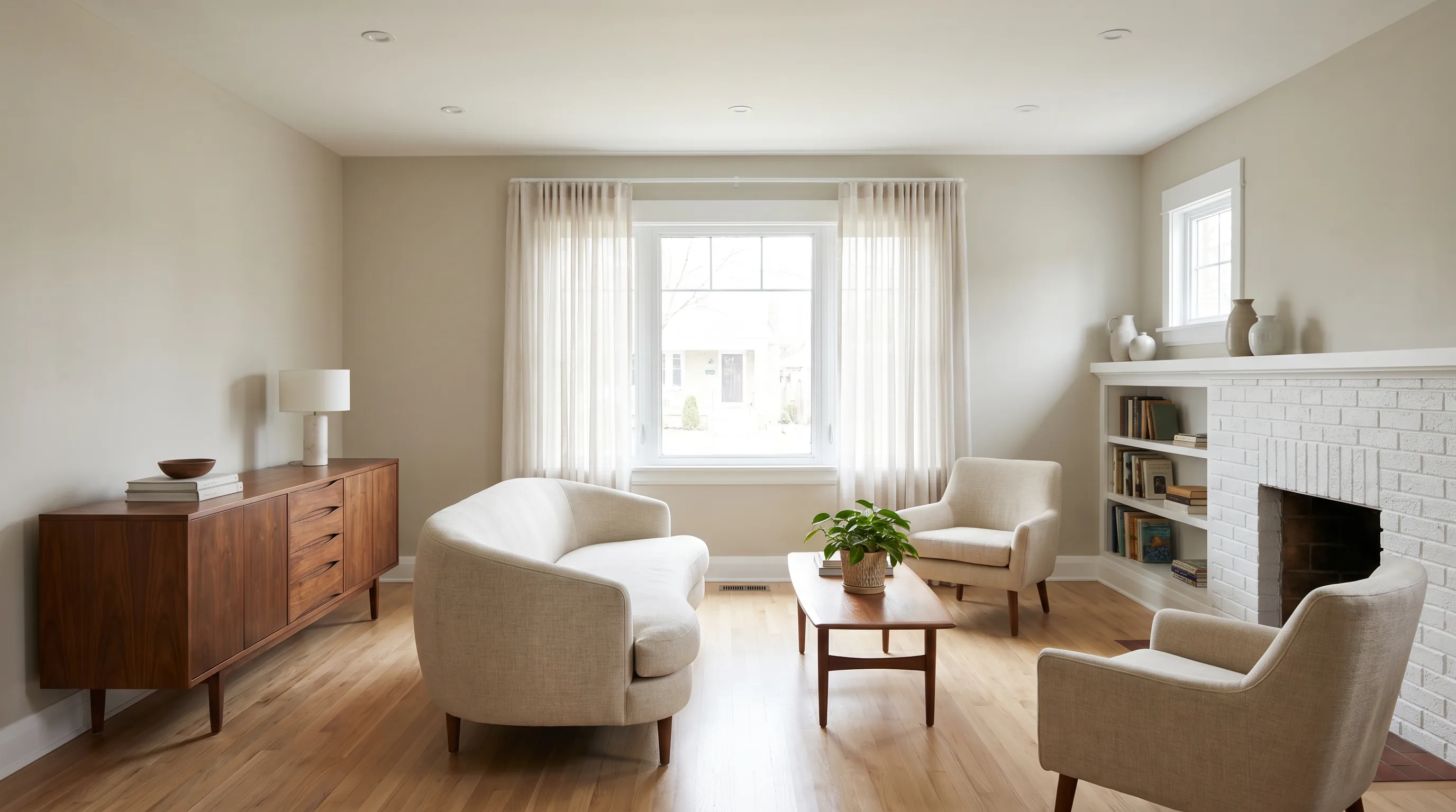 Modernized older interior with fresh neutral paint in Silver Spring, MD