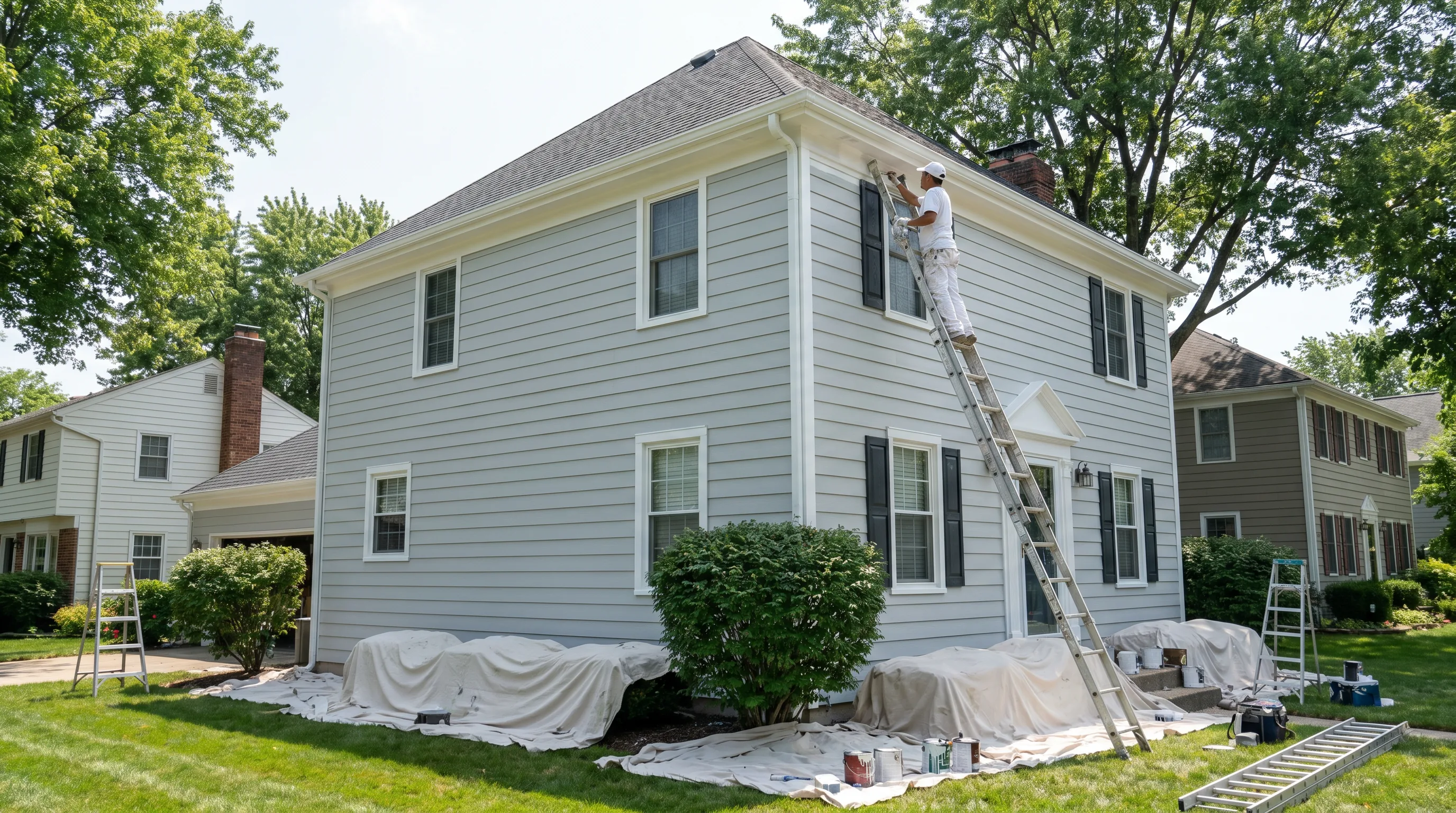 Home exterior with fresh siding paint and curb appeal in Waldorf, MD